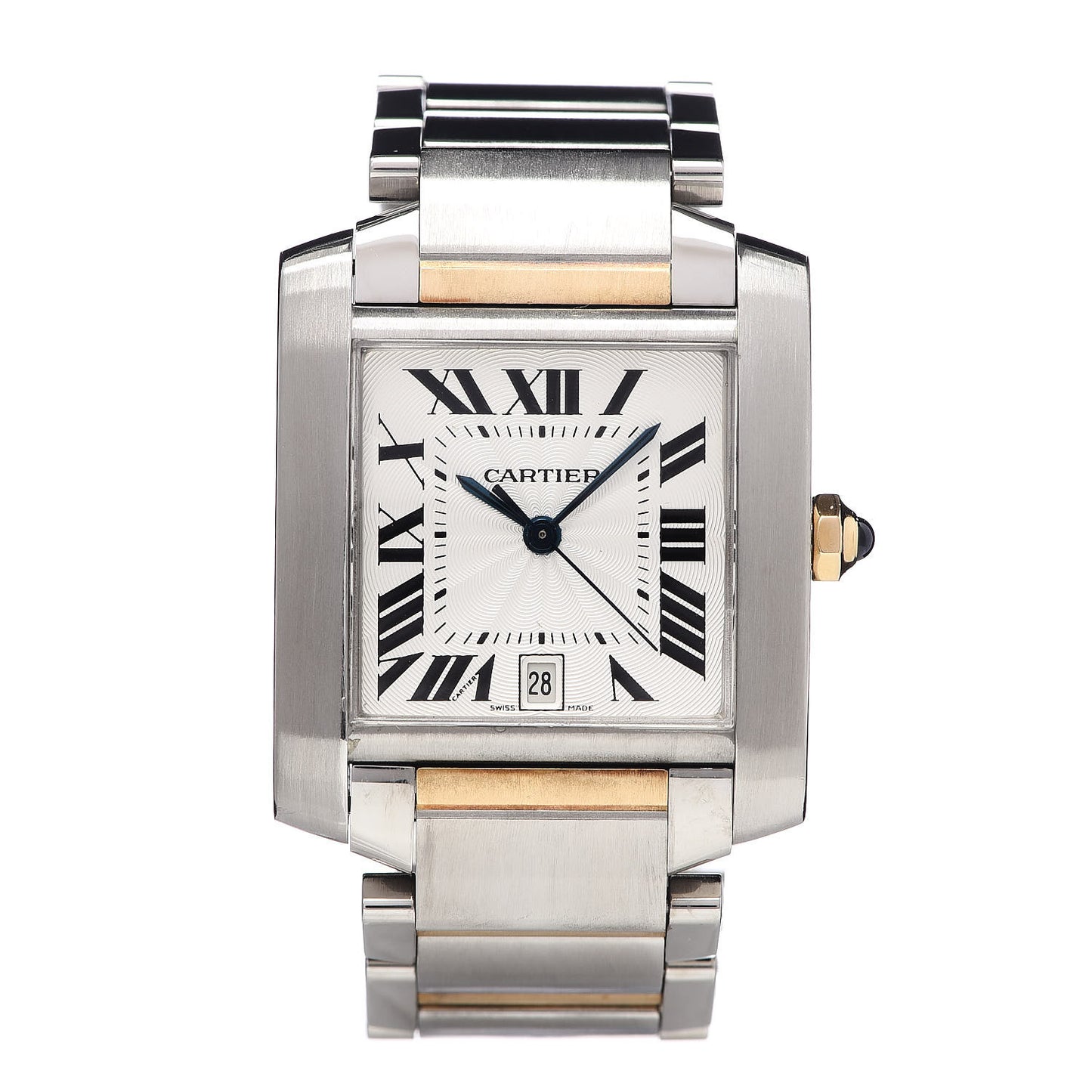 Stainless Steel 18K Yellow Gold 28mm Tank Francaise Automatic Watch