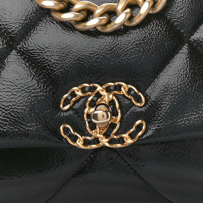Chanel Shiny Crumpled Calfskin Quilted Medium Chanel 19 Flap Black 14 of 19