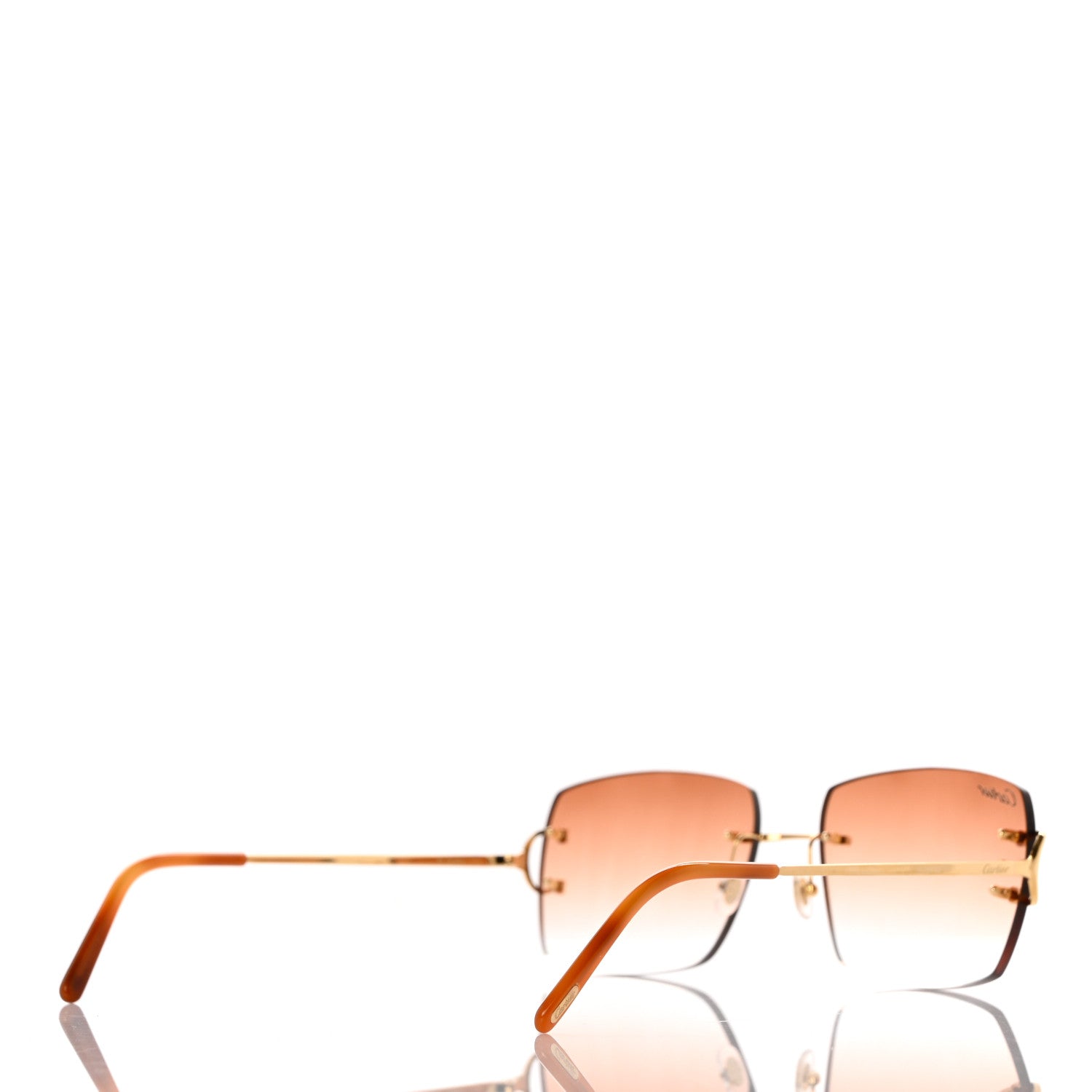 Cartier Metal C Decor 140 Square Sunglasses Gold Amber 4 of 8