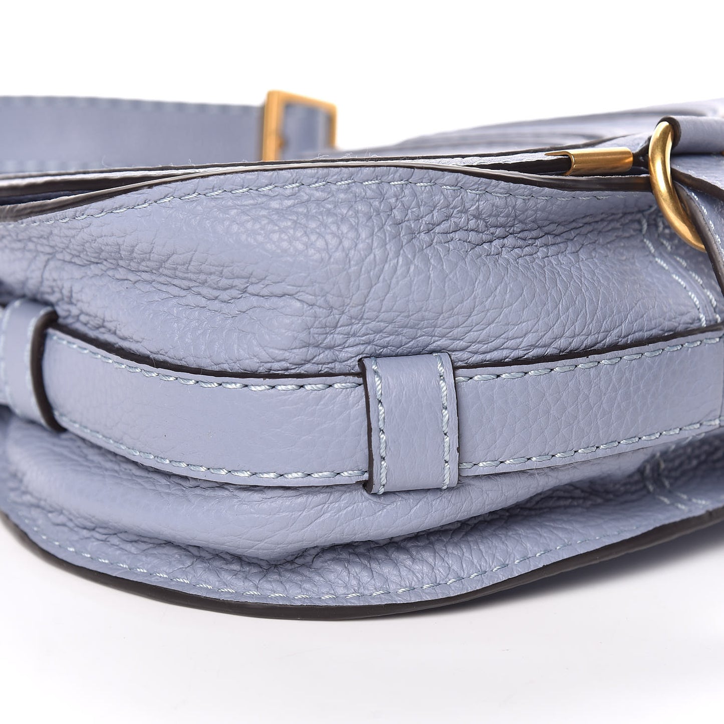 Calfskin Mini Marcie Round Crossbody Bag Washed Blue