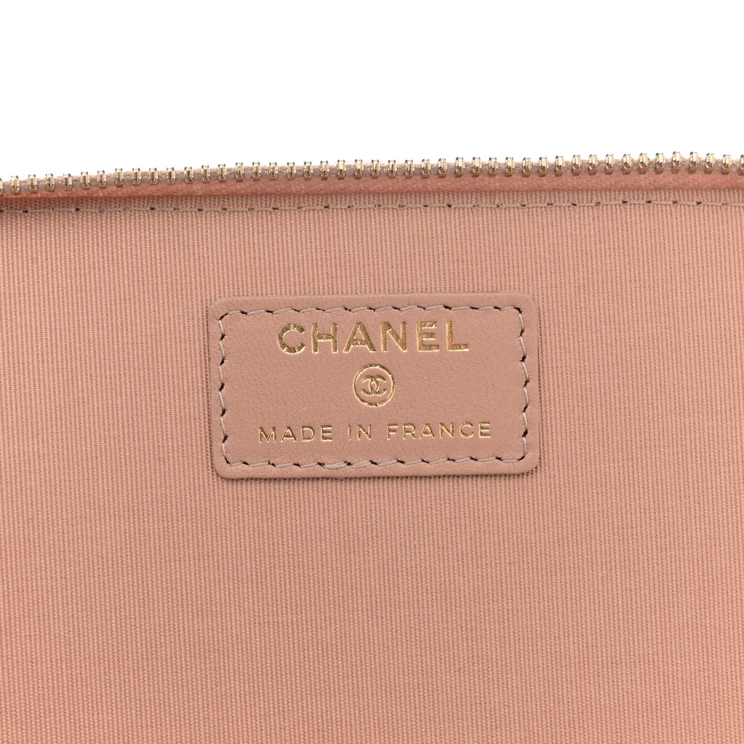 Lambskin Quilted Small Top Handle Vanity Case With Chain Beige