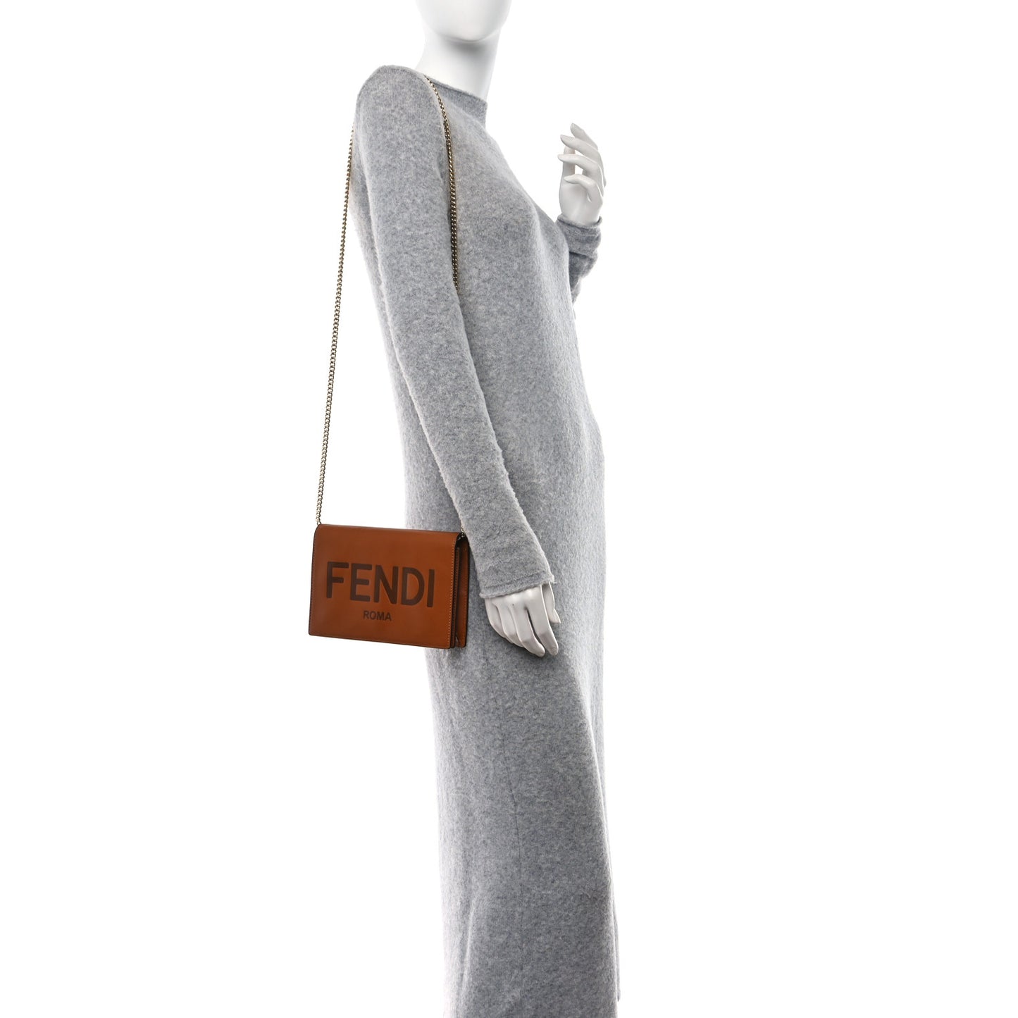 Vitello King Tamponato Logo Embossed Medium Wallet On Chain Cuoio