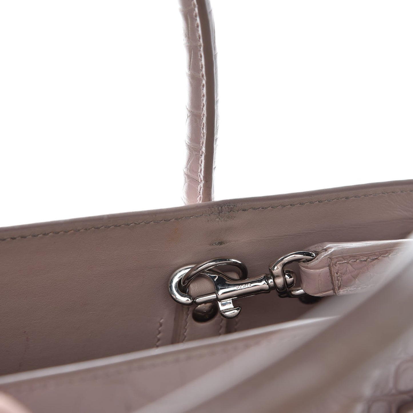Calfskin Crocodile Embossed Baby Sac De Jour Rose Antic