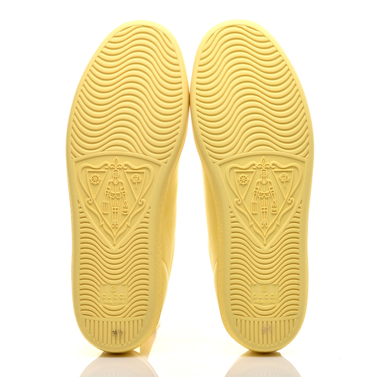 Calfskin Interlocking G Perforated Womens Ace Sneakers 38.5 Banana Straw Yellow