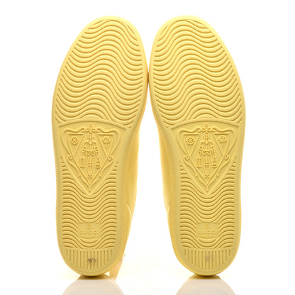 Gucci Calfskin Interlocking G Perforated Womens Ace Sneakers 38.5 Banana Straw Yellow 5 of 9