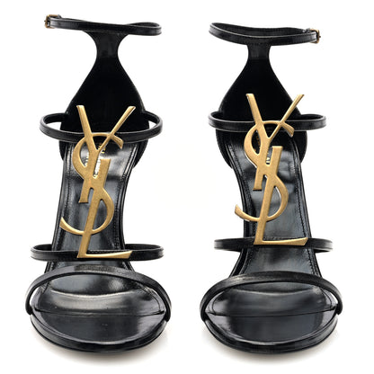 Saint Laurent Calfskin Cassandra 100 Sandals 38.5 Black 3 of 9