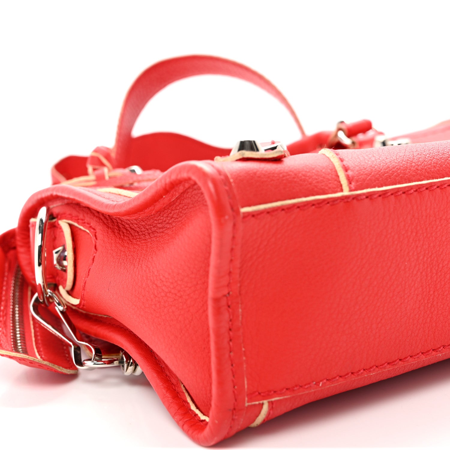 Balenciaga Supple Grained Calfskin Classic Silver Hardware Highlight Mini City Rouge Fraise 10 of 13