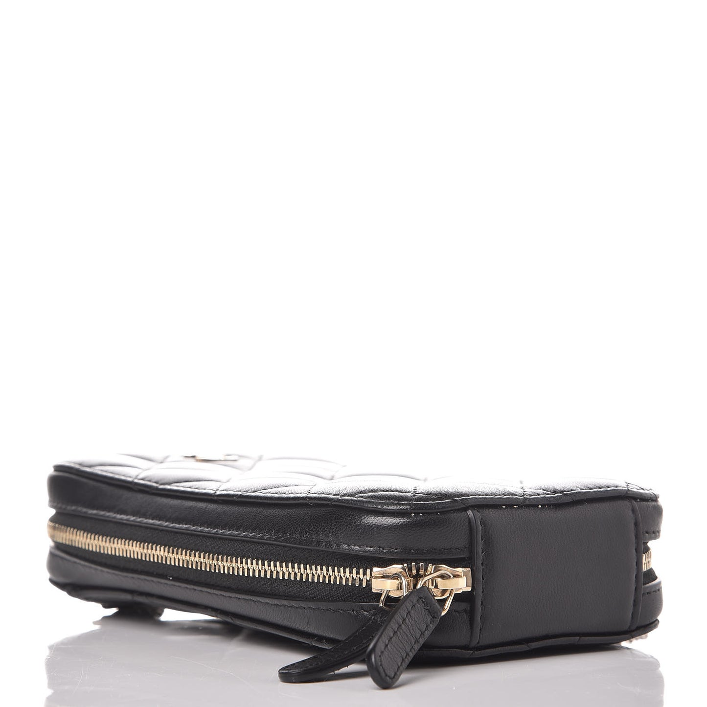 Lambskin Quilted Zip Phone Case Black