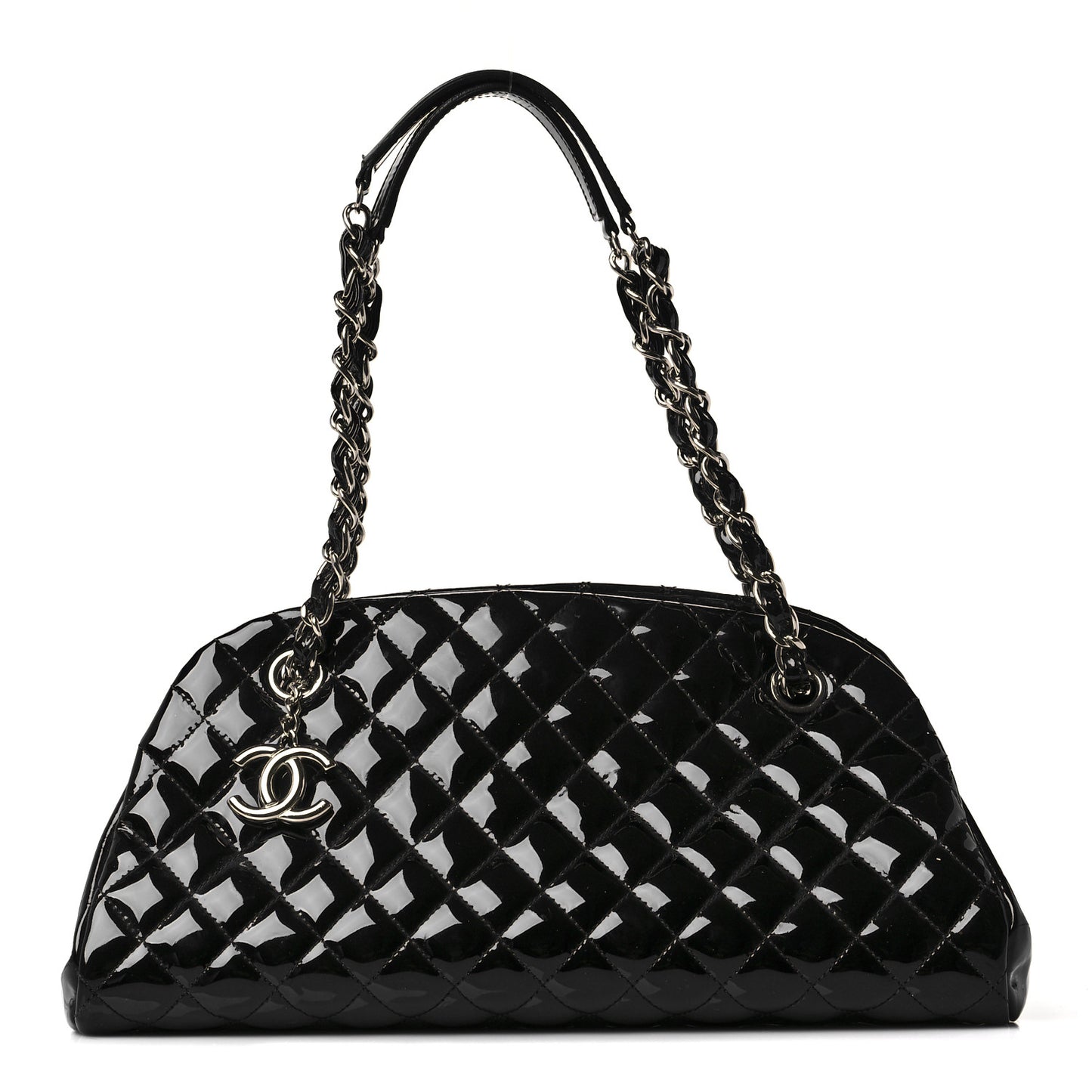Patent Quilted Medium Just Mademoiselle Bowling Bag Black