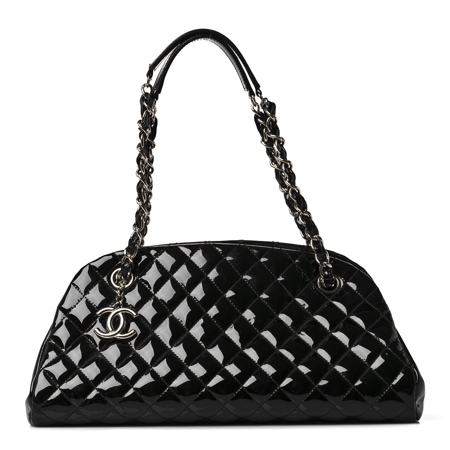 Chanel Patent Quilted Medium Just Mademoiselle Bowling Bag Black 1 of 9