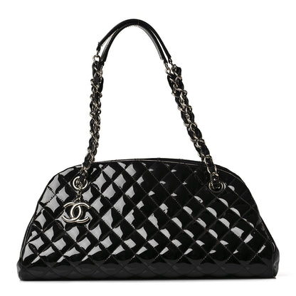 Chanel Patent Quilted Medium Just Mademoiselle Bowling Bag Black 1 of 9