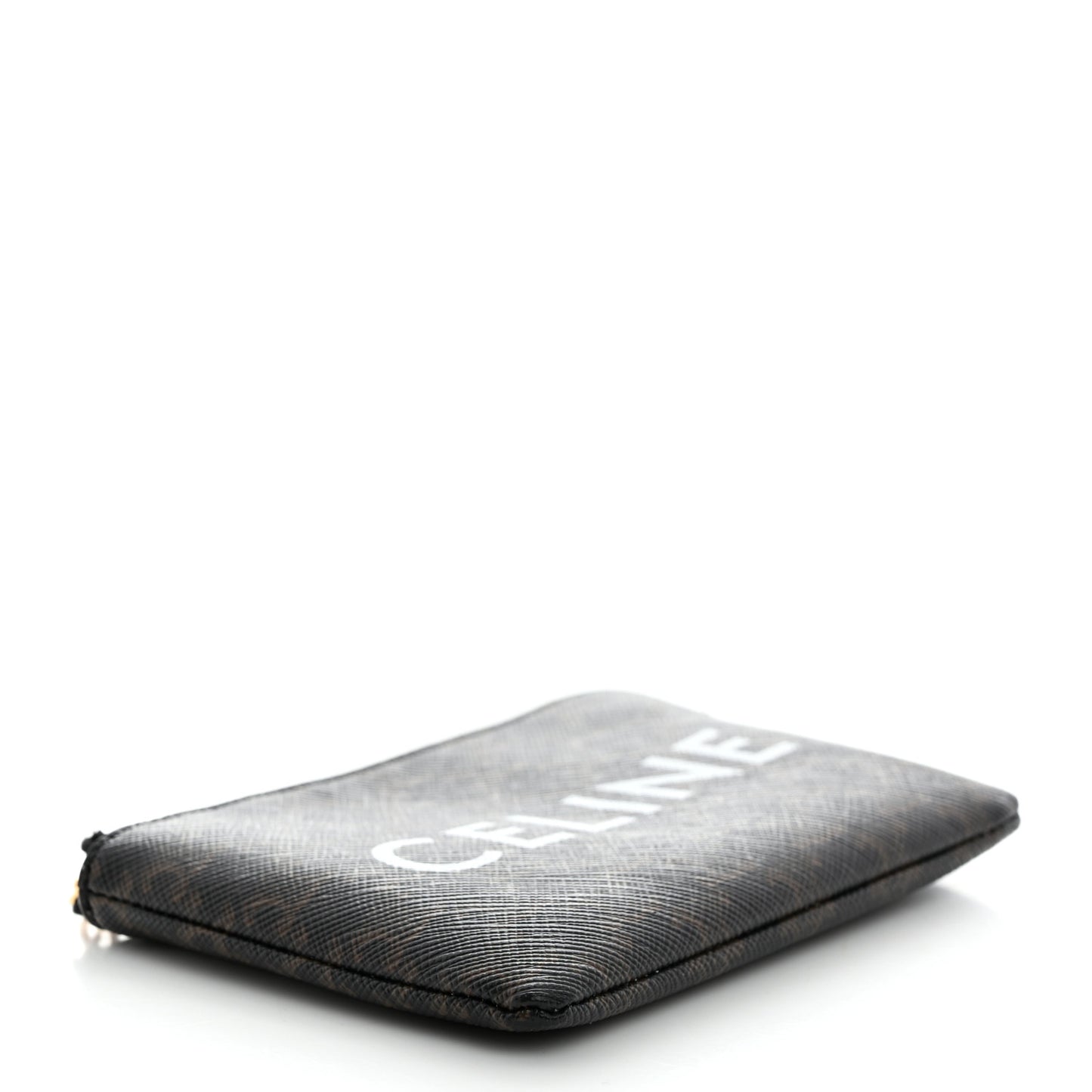 Triomphe Canvas Logo Coin and Card Pouch With Hook Black