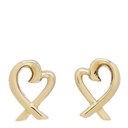 Tiffany 18K Yellow Gold Mini Paloma Picasso Loving Heart Earrings 1 of 4
