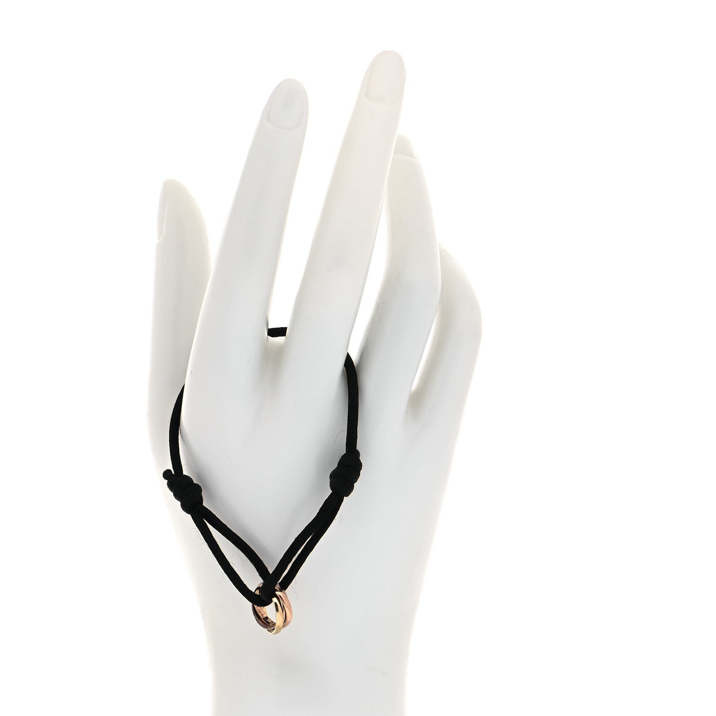 18K Pink Yellow White Gold Trinity Adjustable Cord Bracelet Black