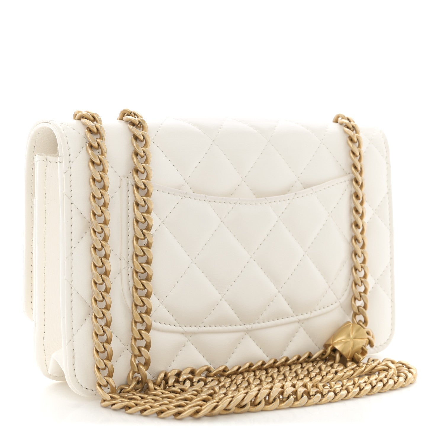 Chanel Lambskin Quilted Pillow Crush Wallet On Chain WOC White 3 of 11
