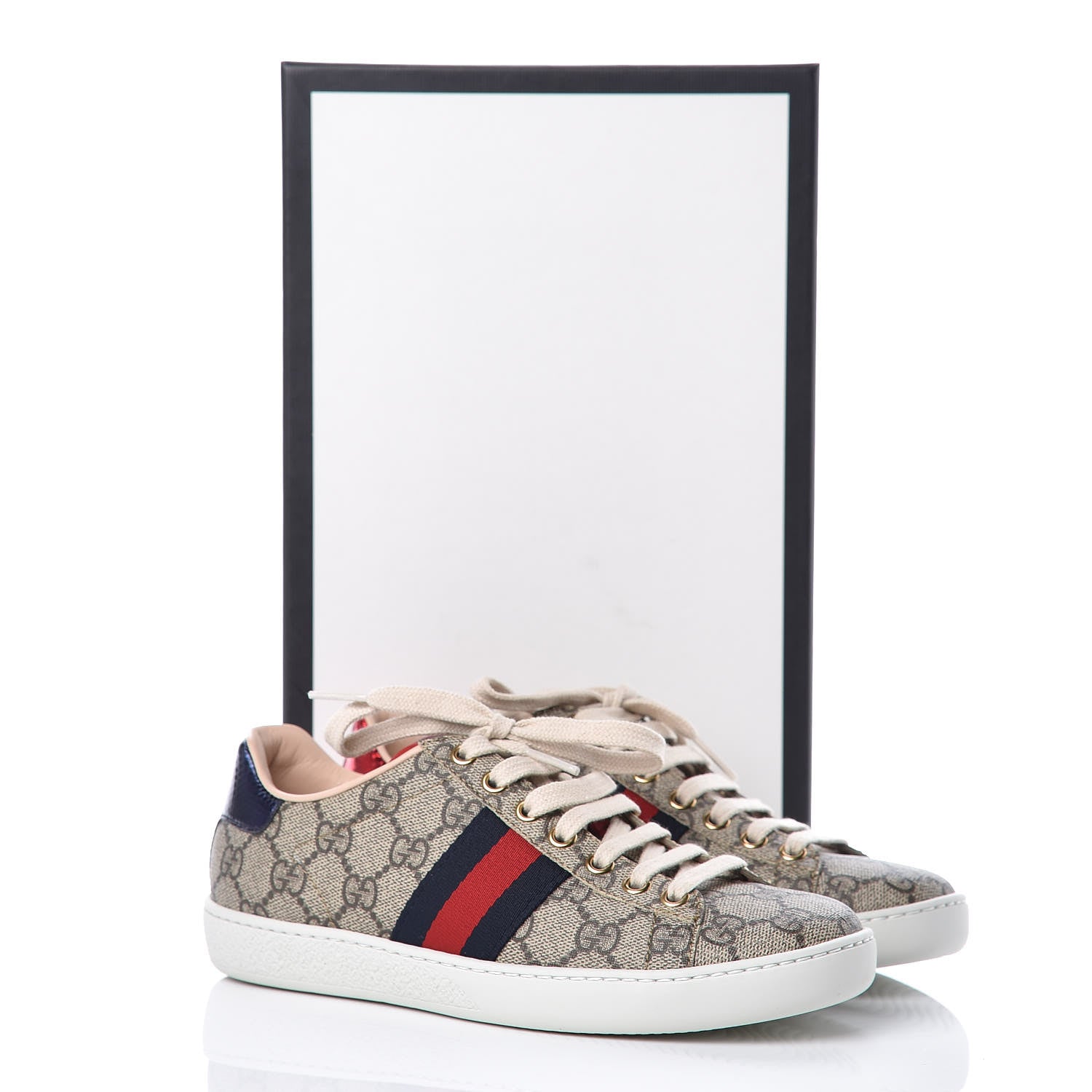 Gucci GG Supreme Monogram Womens Ace Low-Top Sneaker 35 Beige 11 of 11