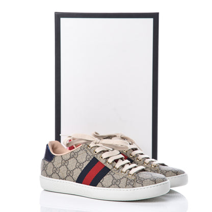 Gucci GG Supreme Monogram Womens Ace Low-Top Sneaker 35 Beige 11 of 11