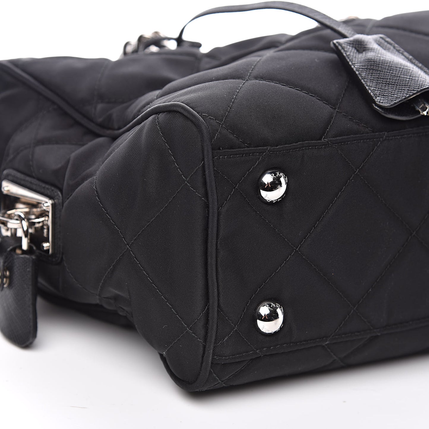 Nylon Tessuto Impuntu Quilted Shoulder Bag Black