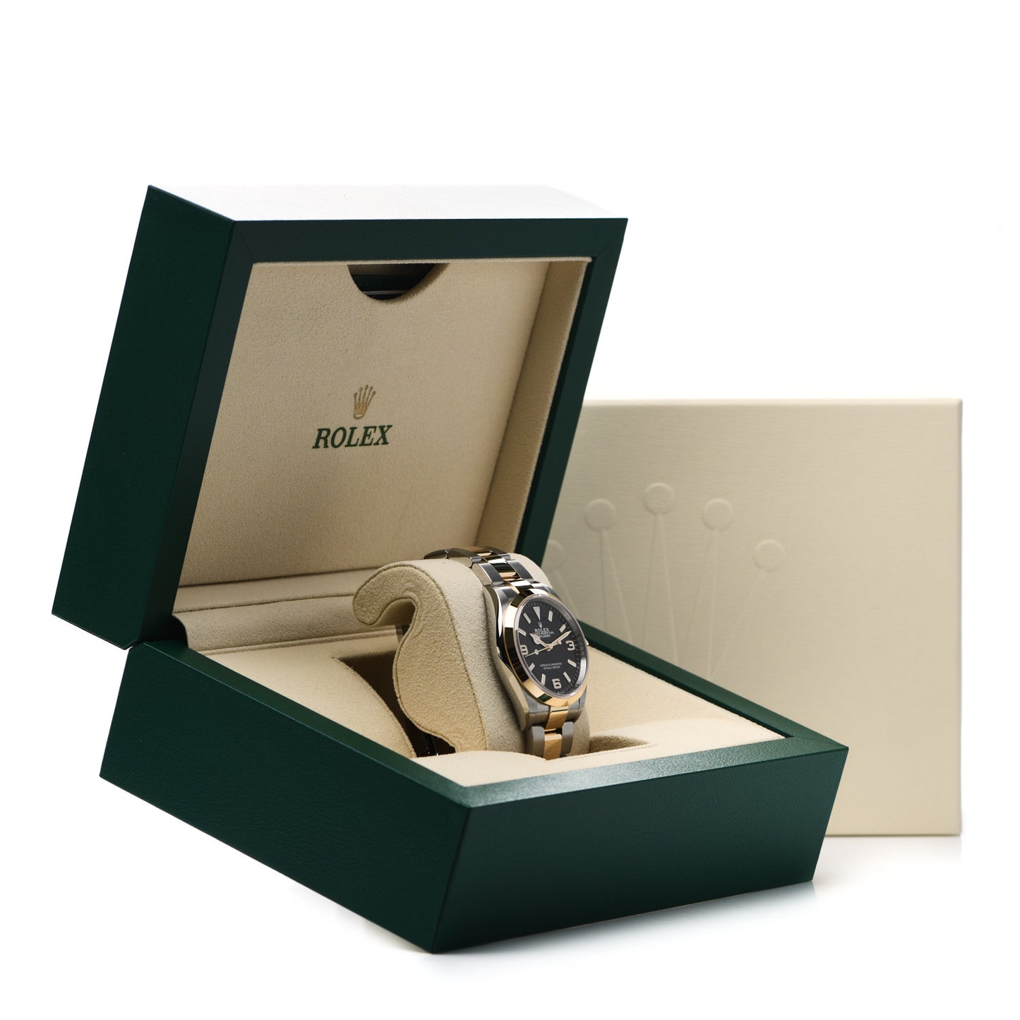 Stainless Steel 18K Yellow Gold 36mm Oyster Perpetual Explorer Watch Black 124273