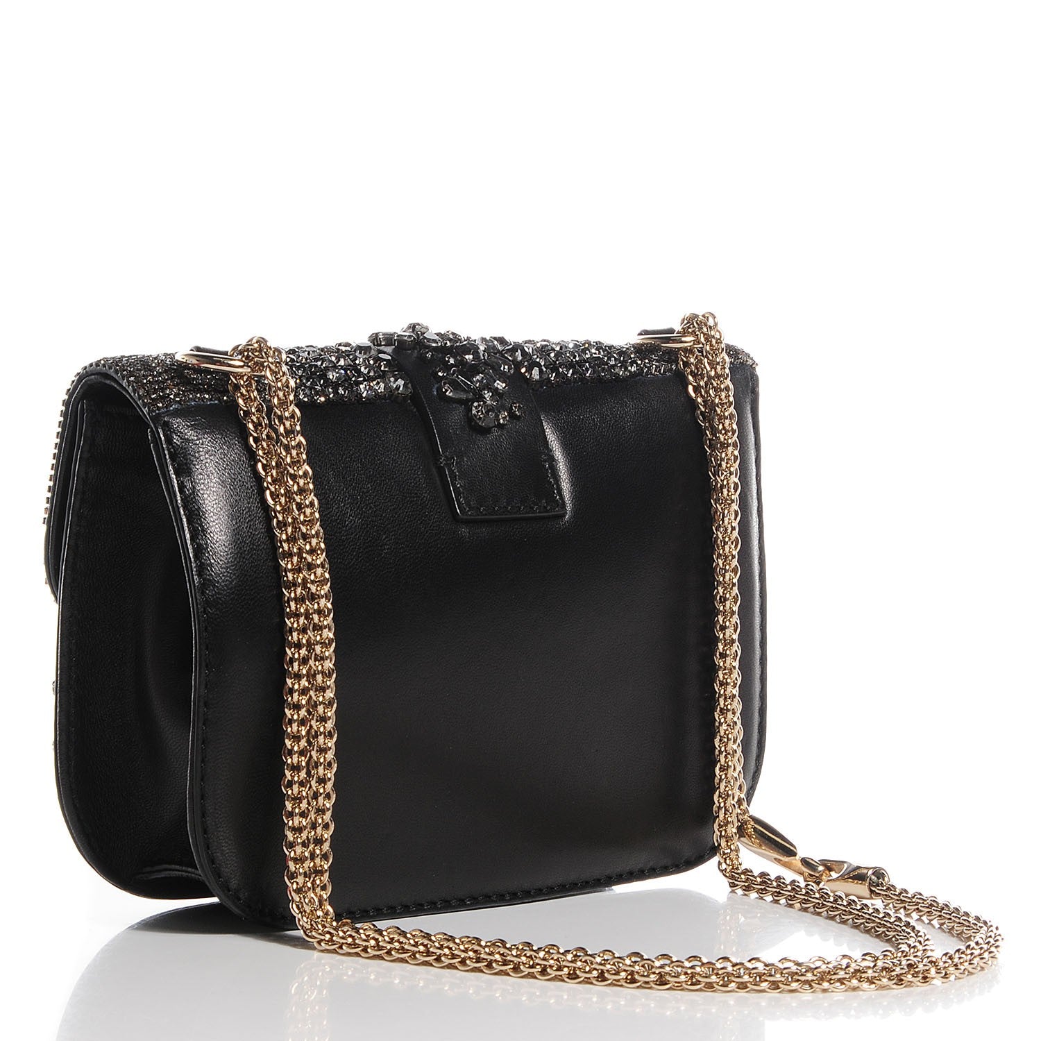 Valentino Garavani Nappa Crystal Small Glam Lock Rockstud Flap Black 3 of 7