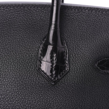 Hermes Taurillon Novillo Shiny Niloticus Crocodile Birkin Touch 30 Black 8 of 32