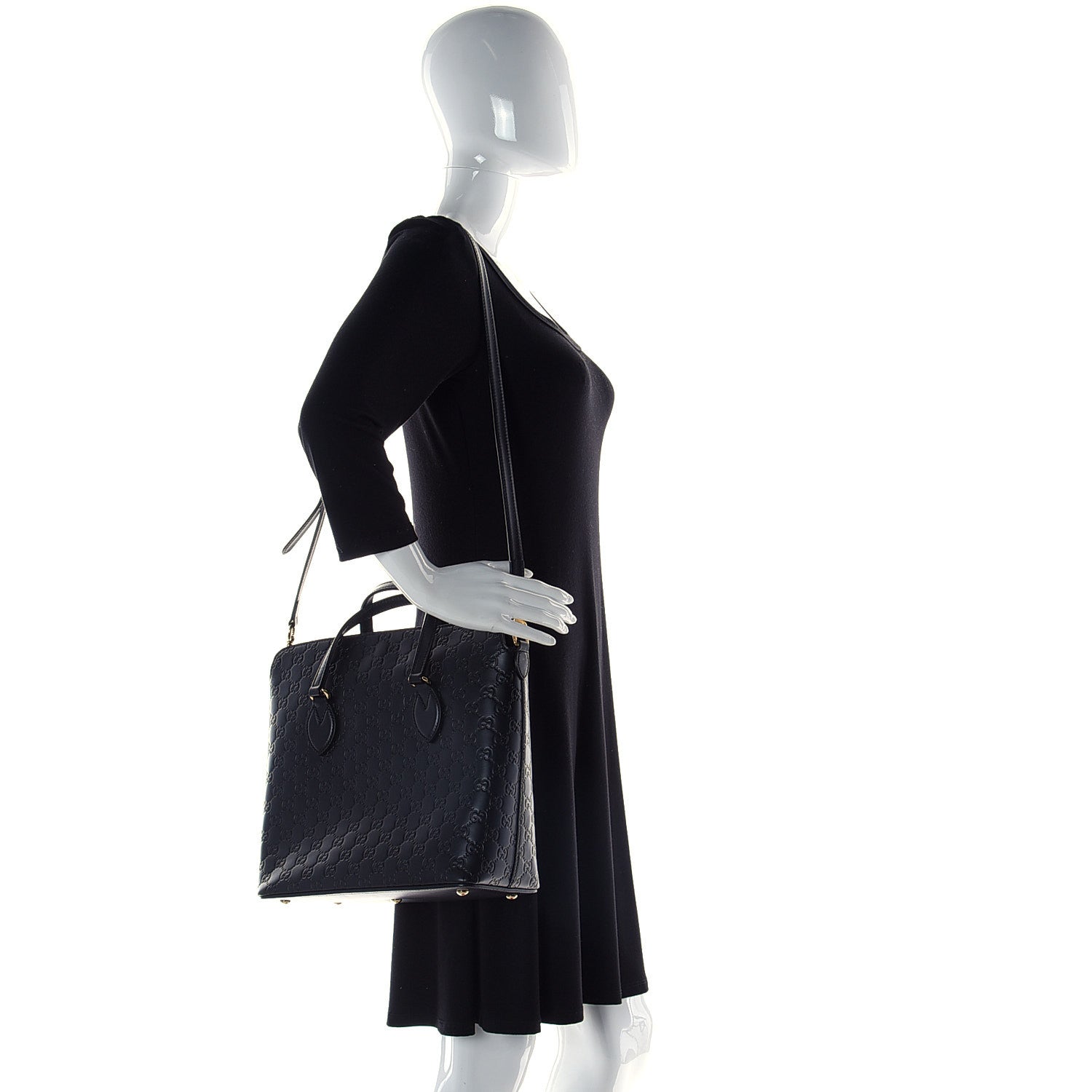 Gucci Guccissima Linea A Foldover Tote Black 2 of 8