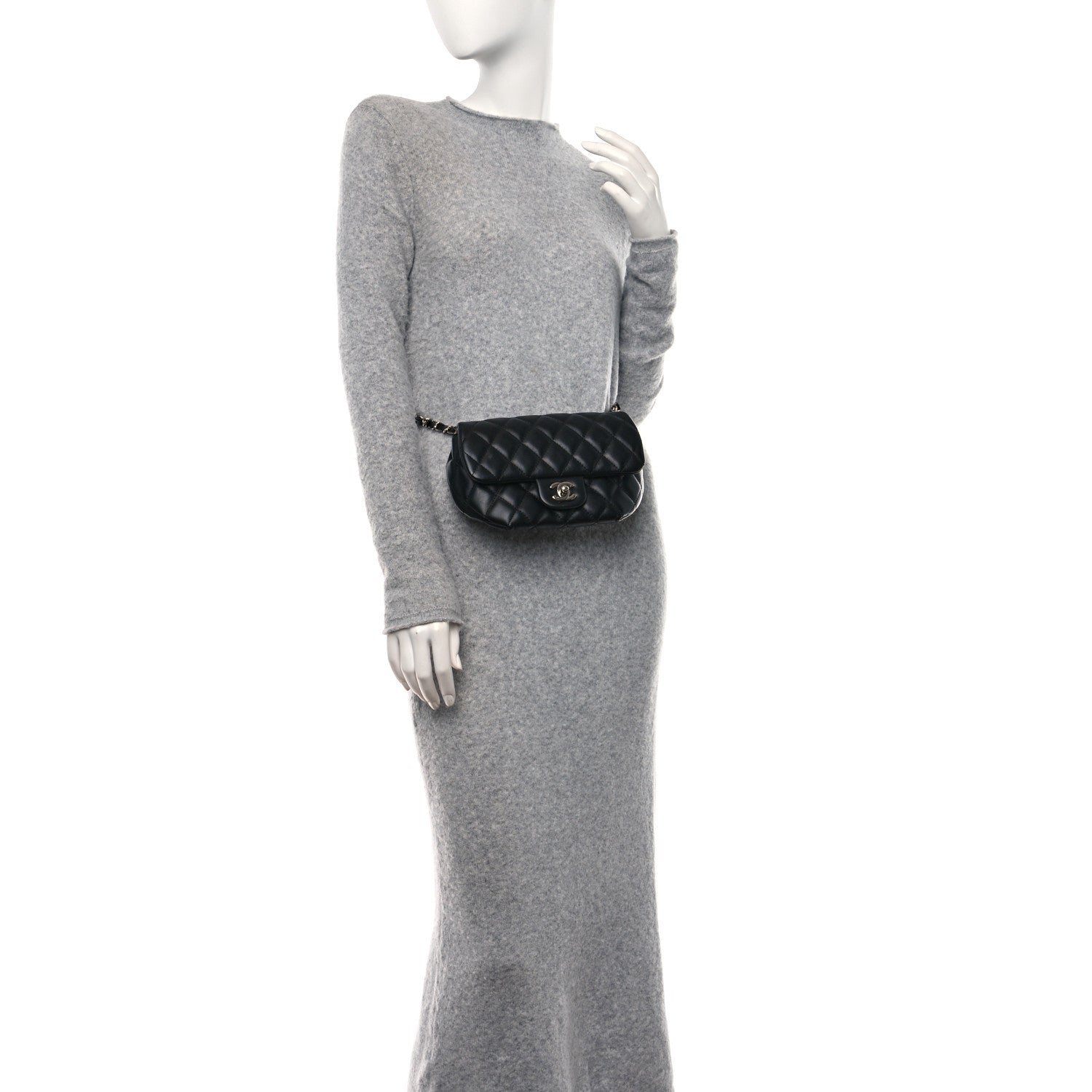 Chanel Calfskin Quilted CC Uniform Flap Belt Bag Black 2 of 9