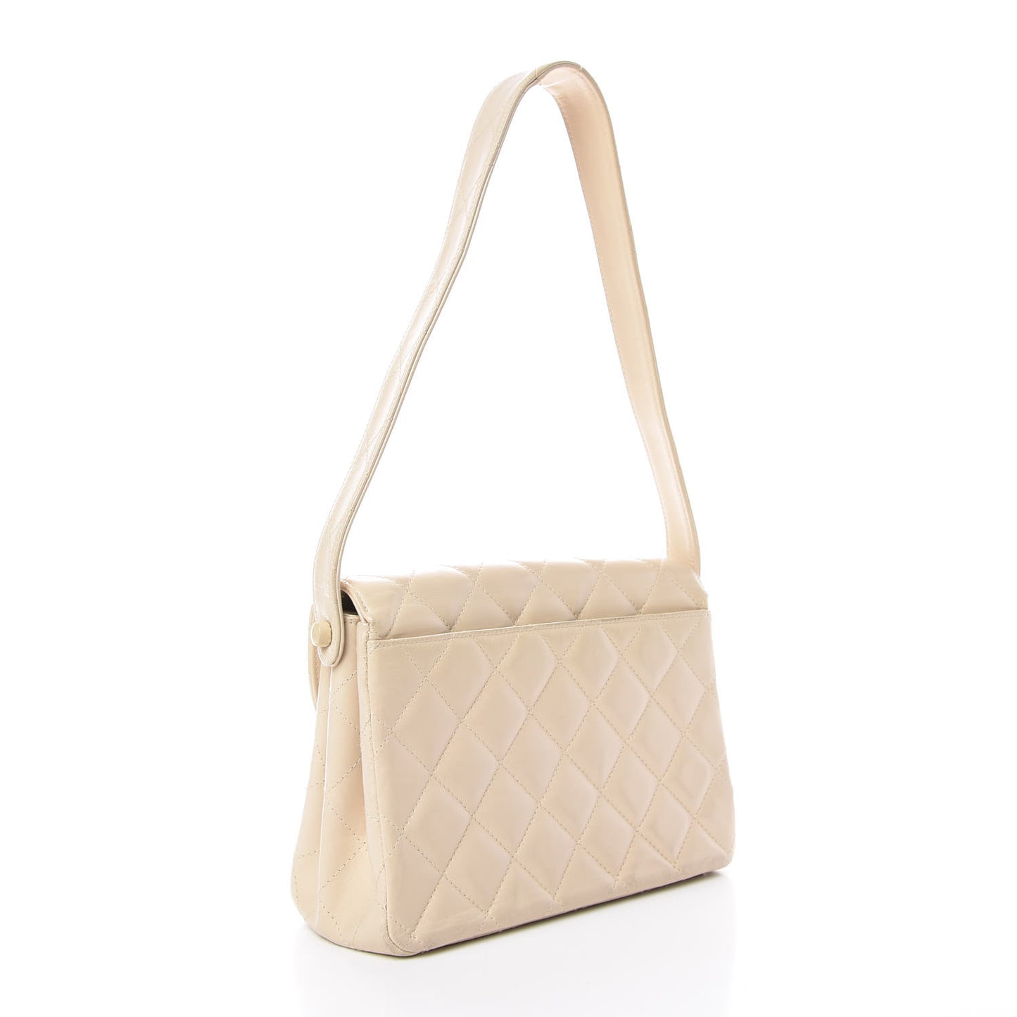 Lambskin Quilted Small Single Flap Beige Clair