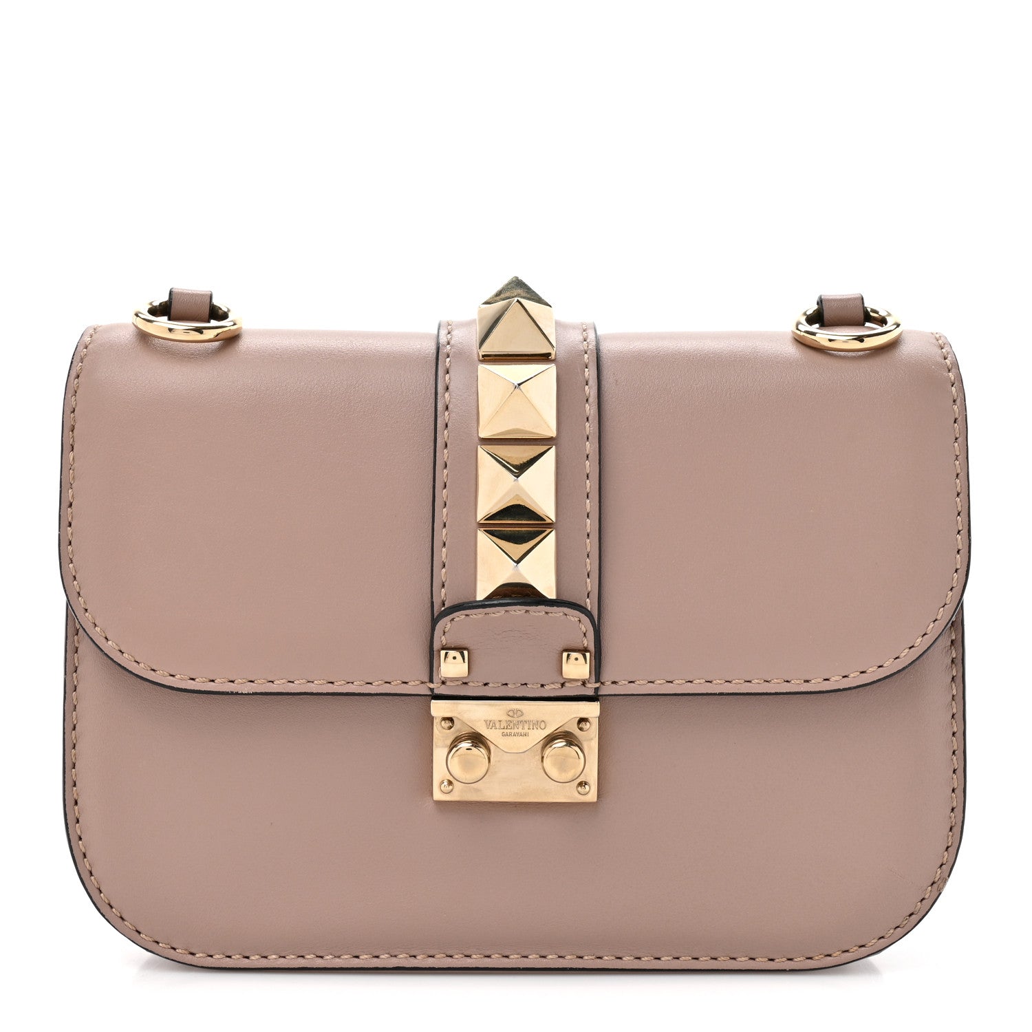 Valentino Garavani Vitello Small Glam Lock Rockstud Flap Poudre 1 of 14