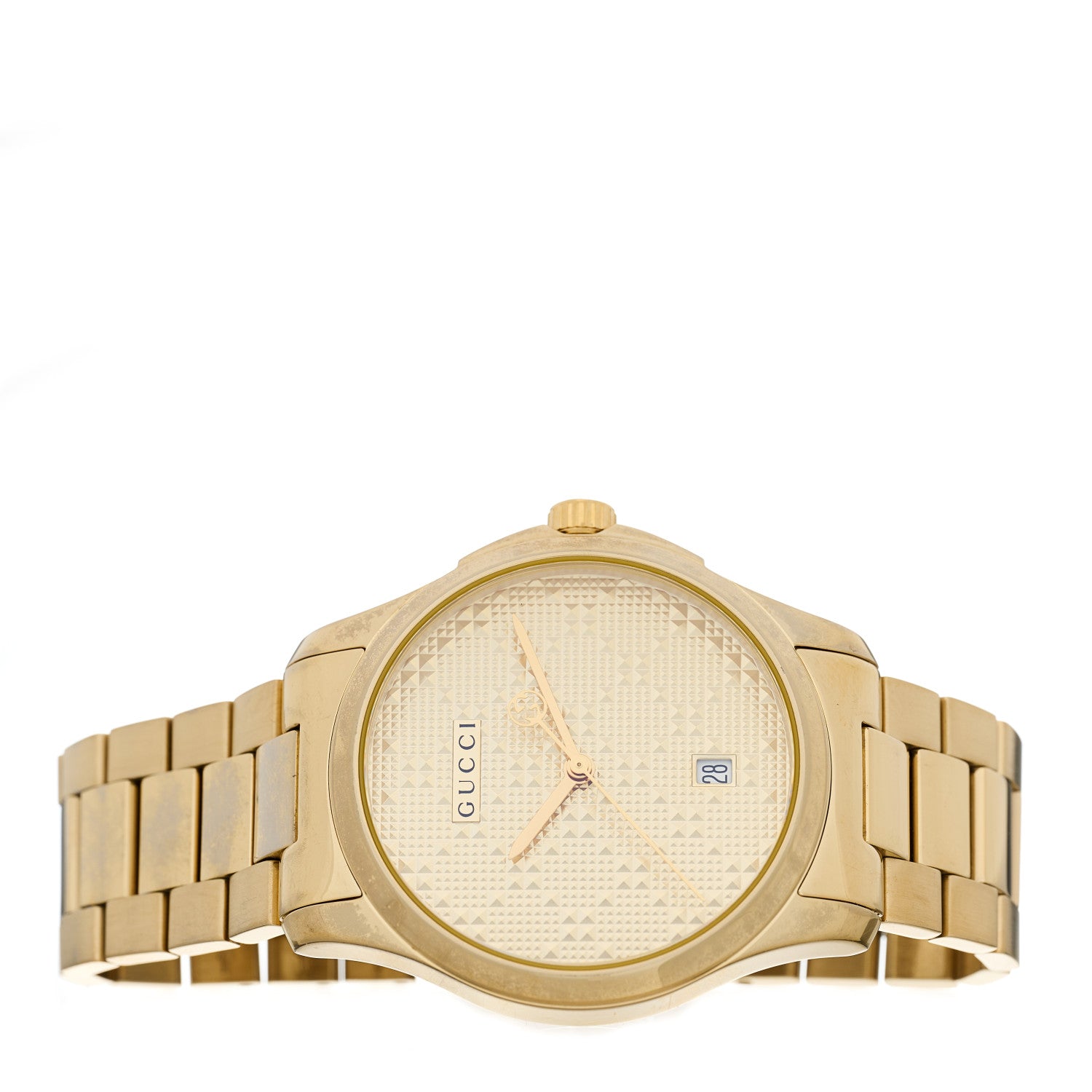 Gucci Stainless Steel 38mm G-Timeless Diamante Quartz Watch Gold 2 of 5