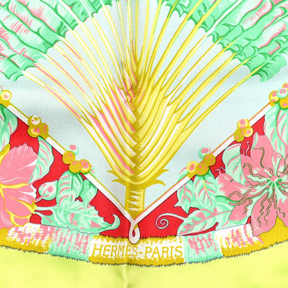 Hermes Silk Aloha Scarf 140 Jaune Chartreuse Vert Rose 2 of 5