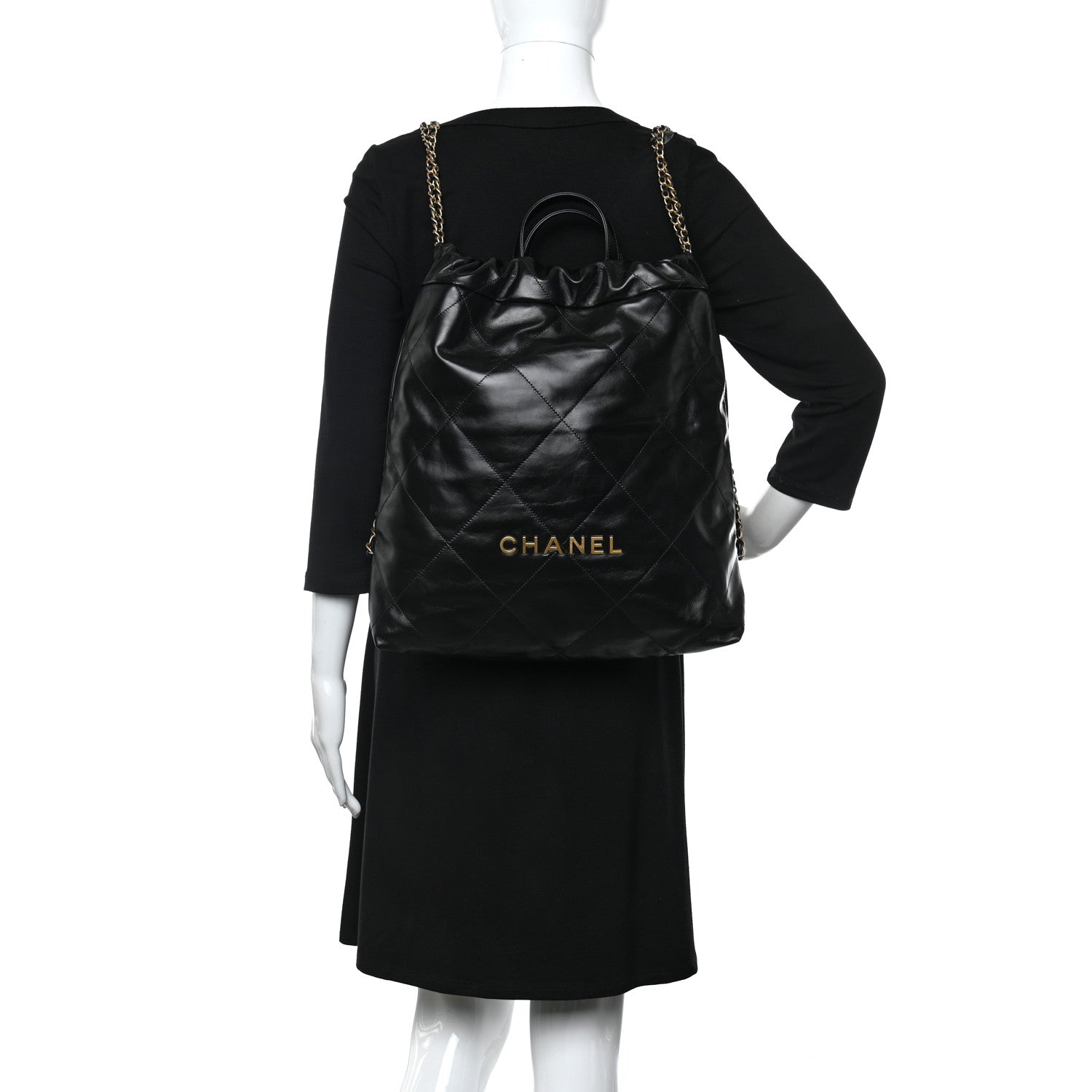 Chanel Shiny Calfskin Quilted Chanel 22 Backpack Black 2 of 9