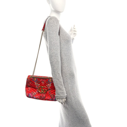 Gucci Jacquard Matelasse Floral Medium GG Marmont Shoulder Bag Red 2 of 12