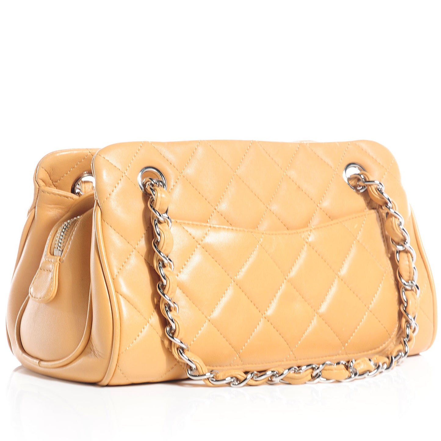 Lambskin Quilted Shopping Tote Beige