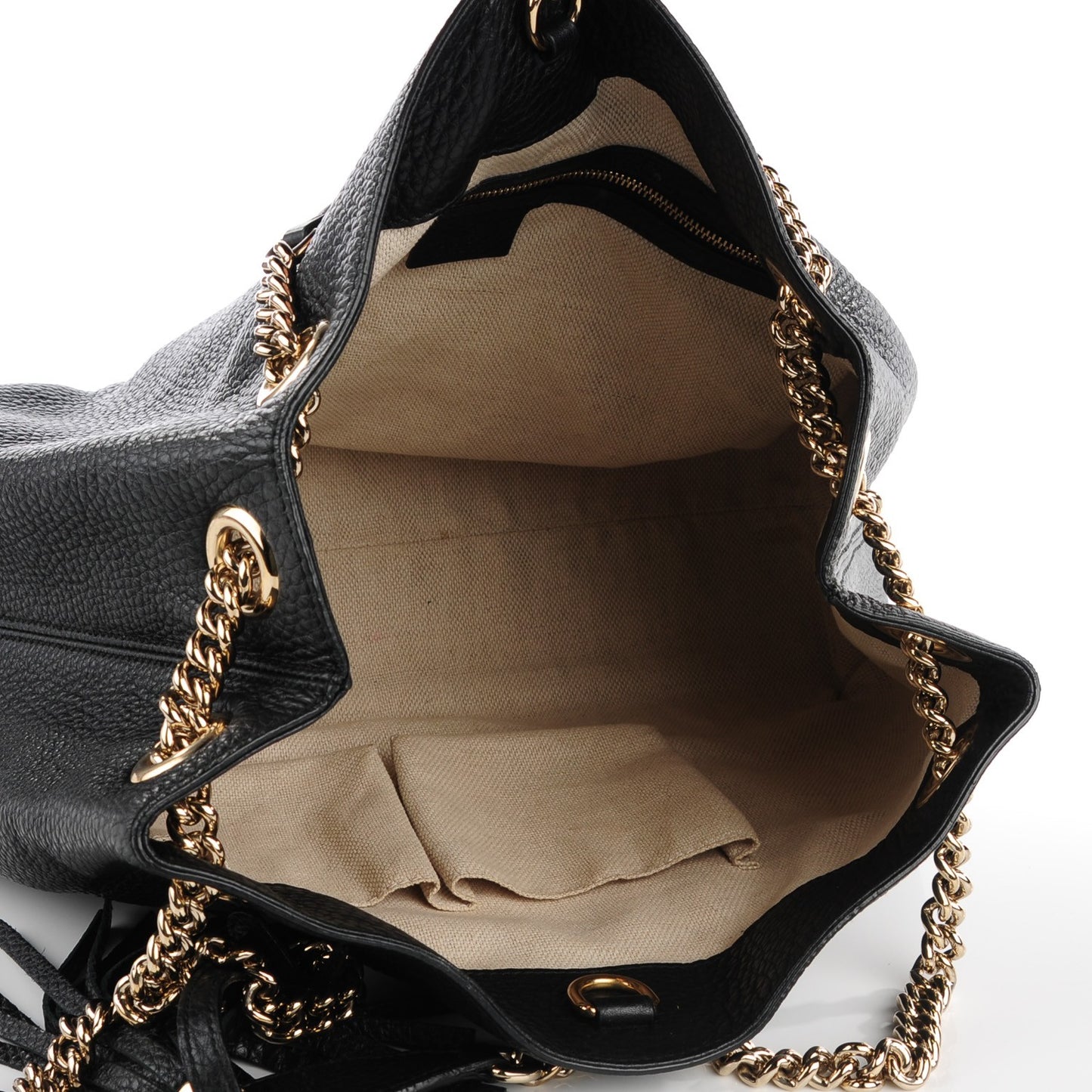 Pebbled Calfskin Medium Soho Chain Shoulder Bag Black