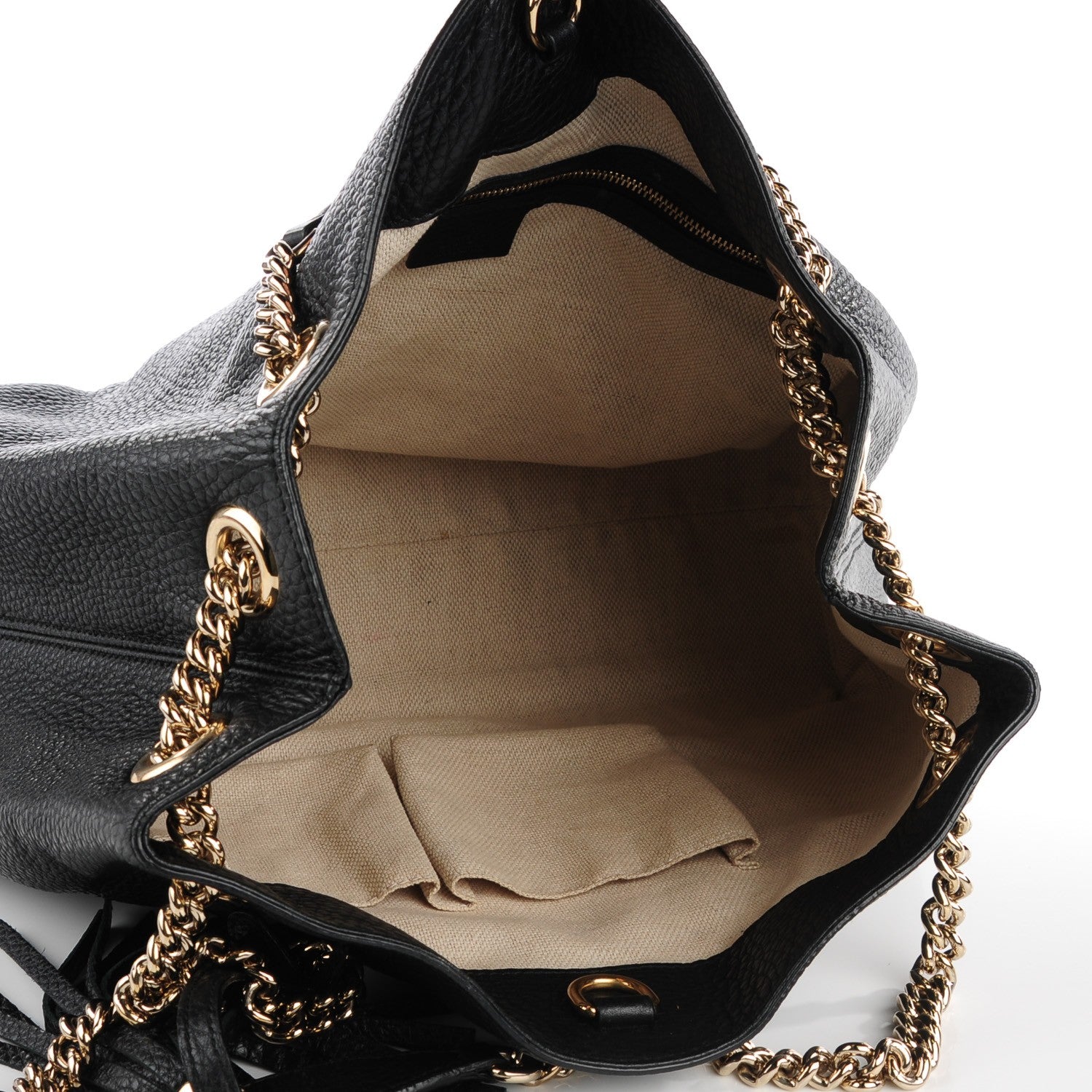 Gucci Pebbled Calfskin Medium Soho Chain Shoulder Bag Black 5 of 7