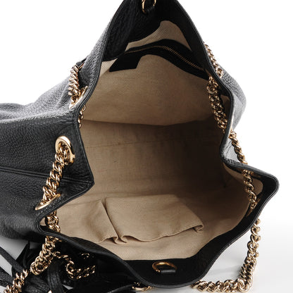 Gucci Pebbled Calfskin Medium Soho Chain Shoulder Bag Black 5 of 7