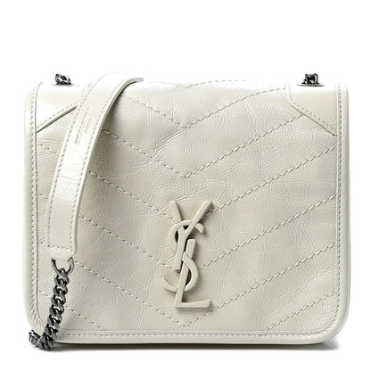 Saint Laurent Crinkled Calfskin Matelasse Monogram Niki Chain Wallet Crema Soft 1 of 8
