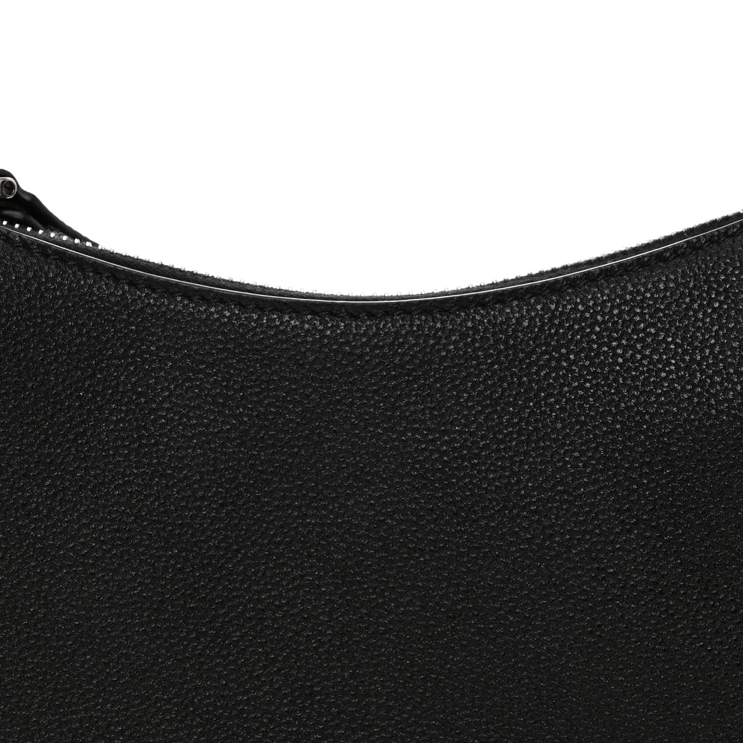 Grained Calfskin Rockstud Hobo Bag Black