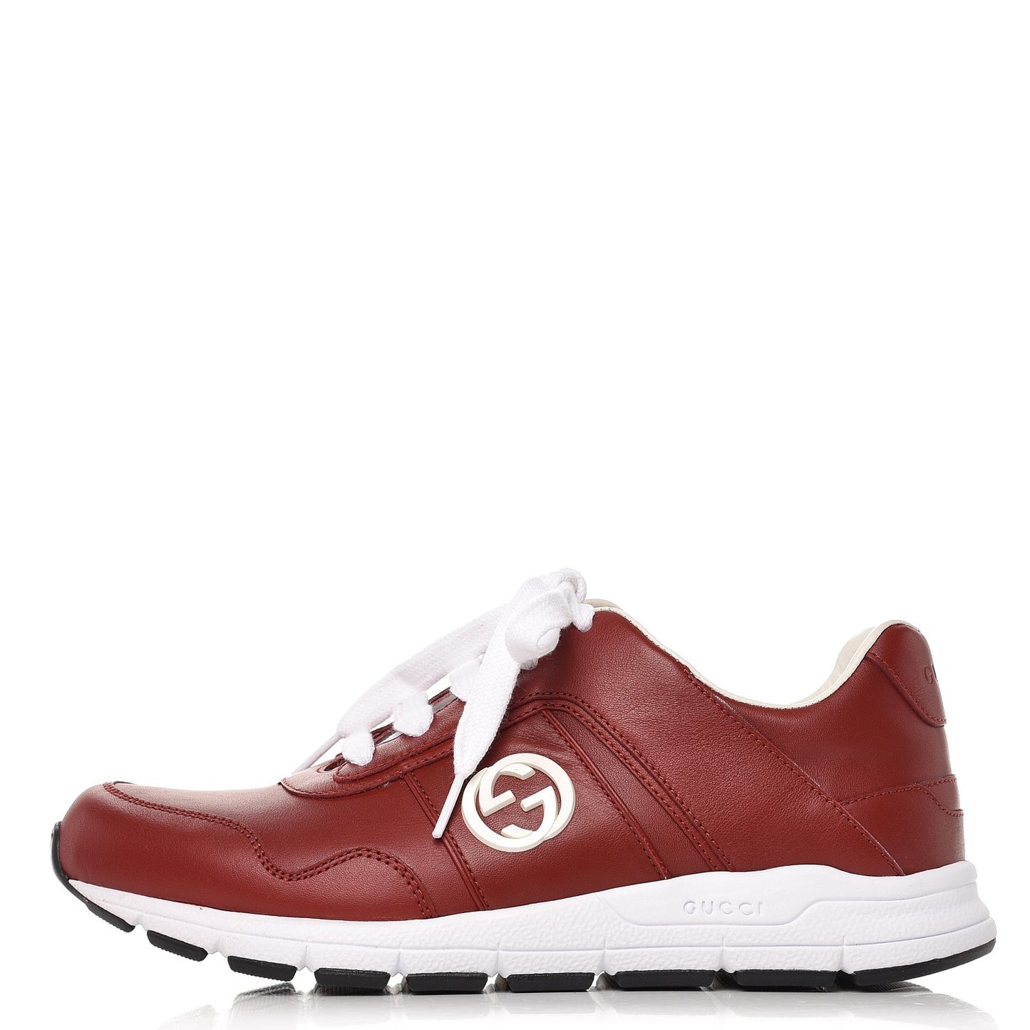 Calfskin Womens Interlocking G Sneakers 37 Red