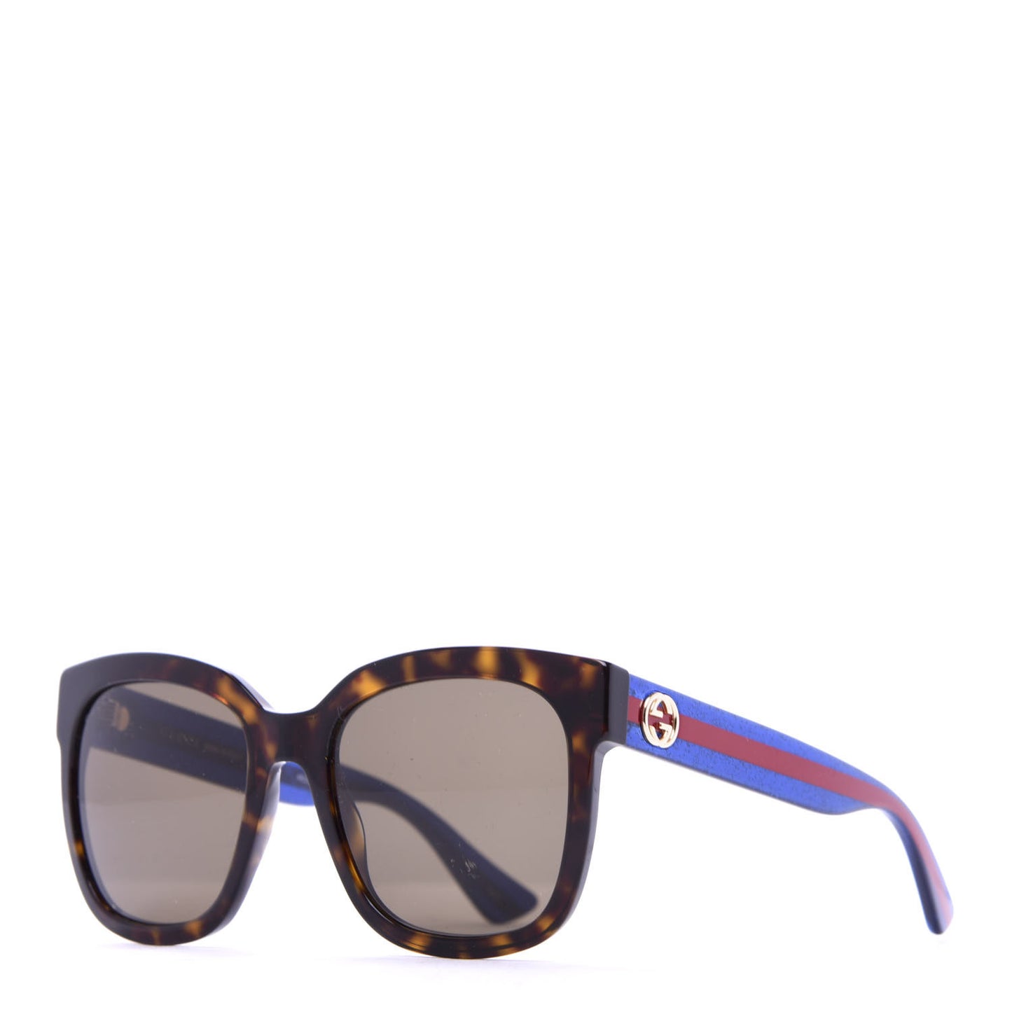 Square Frame Glitter Sunglasses GG0034SA Tortoise Blue