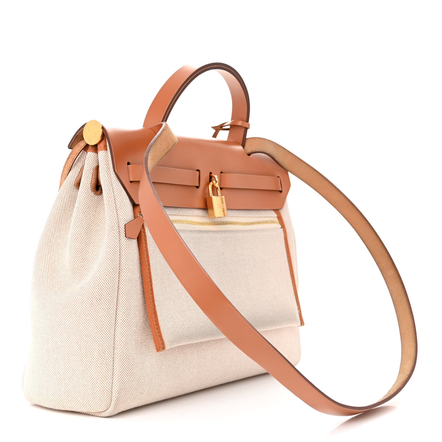 Hermes H Plume Canvas Vache Hunter Circuit 24 Herbag Zip Retourne 31 Orange Mecano Ecru Beige Naturel 3 of 12