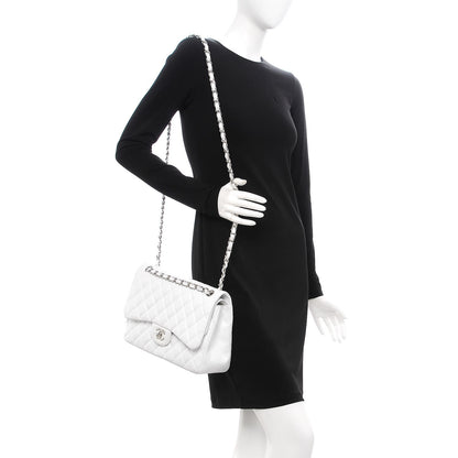 Chanel Caviar Quilted Jumbo Double Flap White 2 of 7