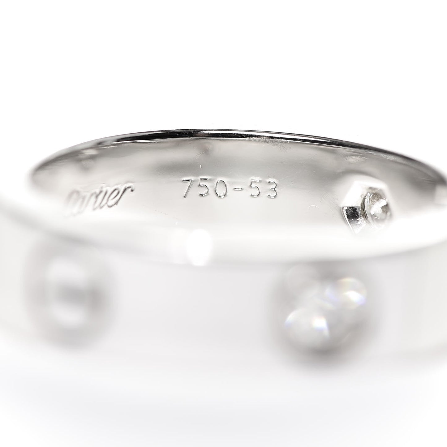18K White Gold 3 Diamond 5.5mm LOVE Ring 53 6.25