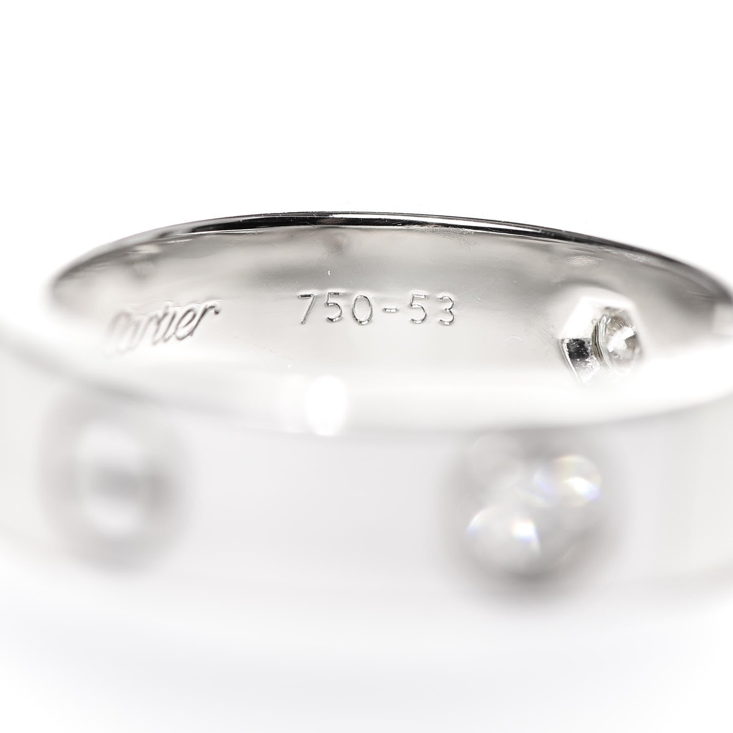 Cartier 18K White Gold 3 Diamond 5.5mm LOVE Ring 53 6.25 5 of 7