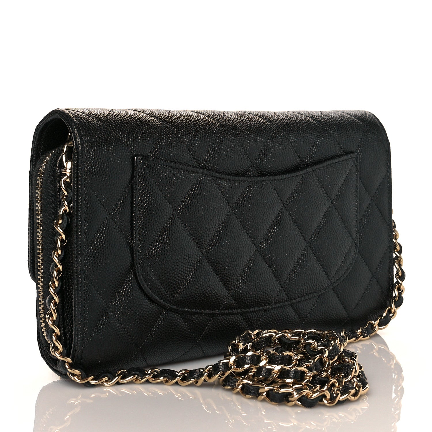 Chanel Caviar Quilted Phone Holder Wallet on Removable Chain Black 3 of 12
