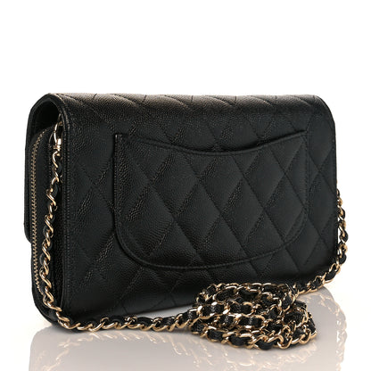 Chanel Caviar Quilted Phone Holder Wallet on Removable Chain Black 3 of 12