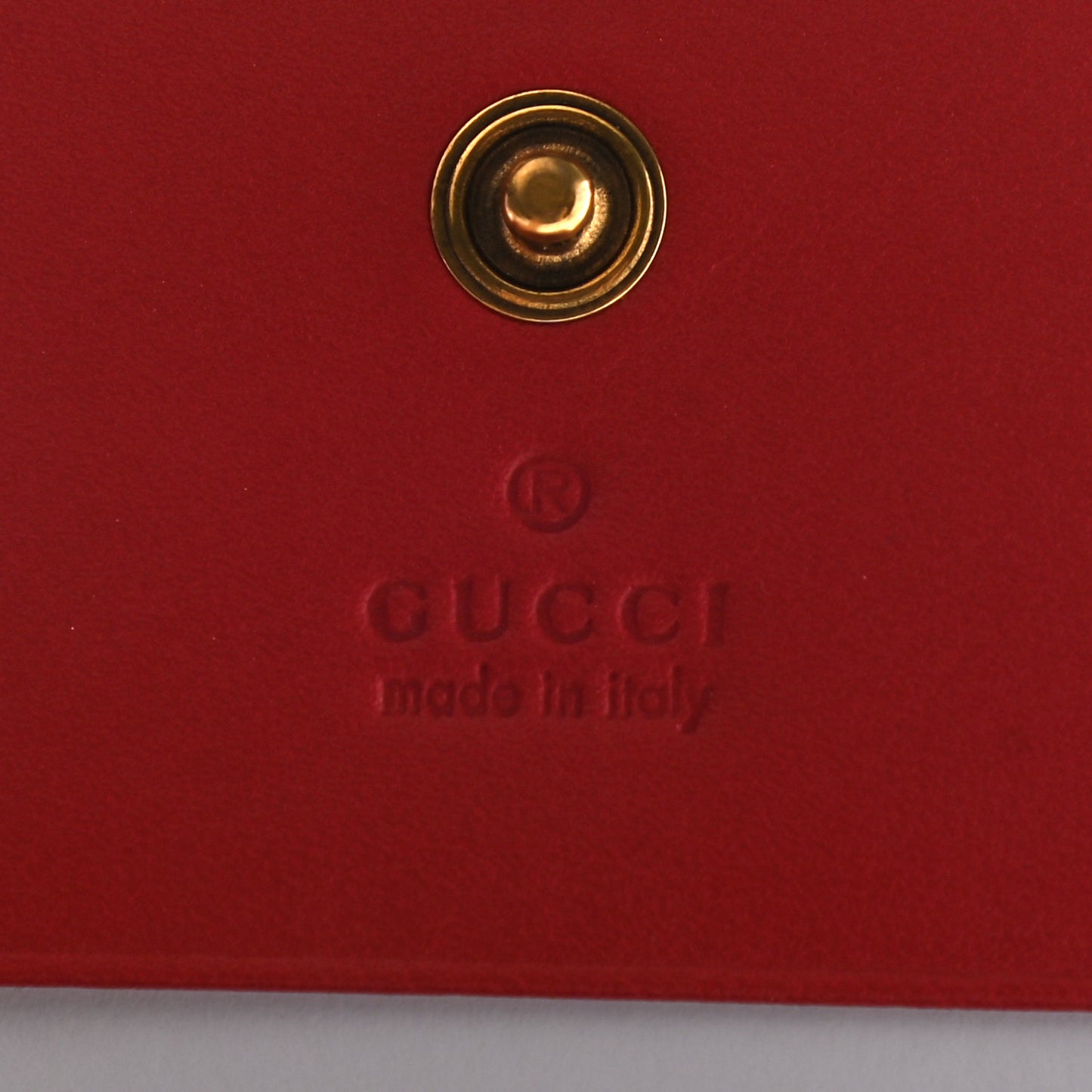 GG Supreme Monogram Cherry Embellished Card Case Wallet Hibiscus Red
