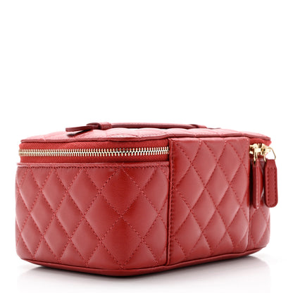 Chanel Caviar Quilted Top Handle Jewelry Case Red 3 of 10
