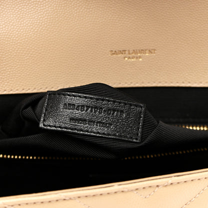Saint Laurent Grain De Poudre Matelasse Chevron Large Monogram Satchel Nude Powder 7 of 11
